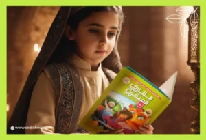 فتاة تحمل كتاب القارئ العبقري وهو من الكتب التي لها دور في تعليم القراءة.
