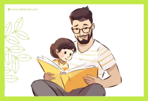 أي يقرا قصيدة مع طفلة وهي من طرق تعليم الطفل التعبير الكتابي