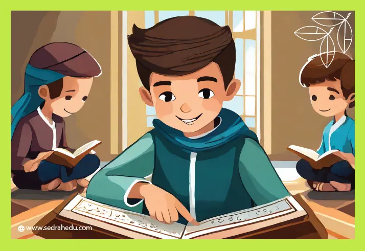 أطفال يقرأون القرآن ضمن حلقة تعليم معاني القرآن للأطفال